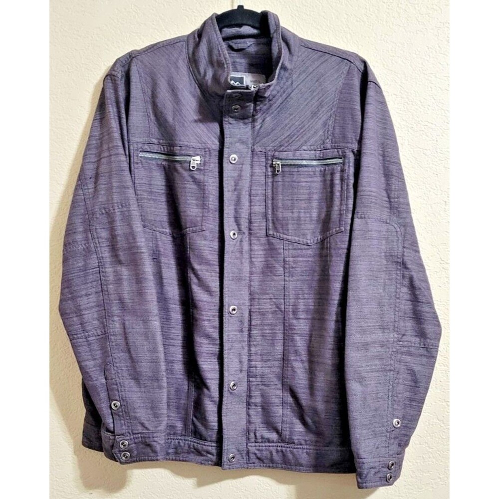 REI Men's Zip Up & Button Bomber Chore Jacket Large Gray Blue